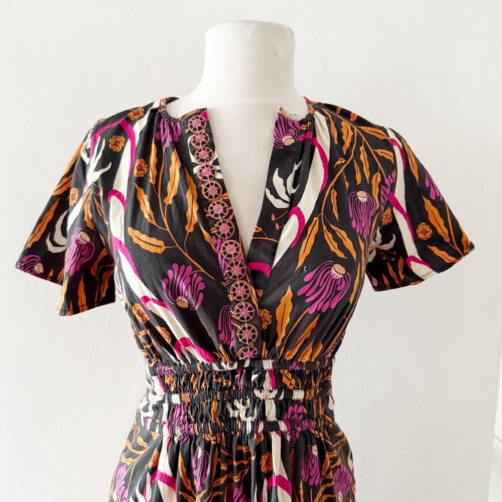 Sheridan French Eloise Maxi Dress in Botanical Black Multi Size Medium (M) - Picture 3 of 11
